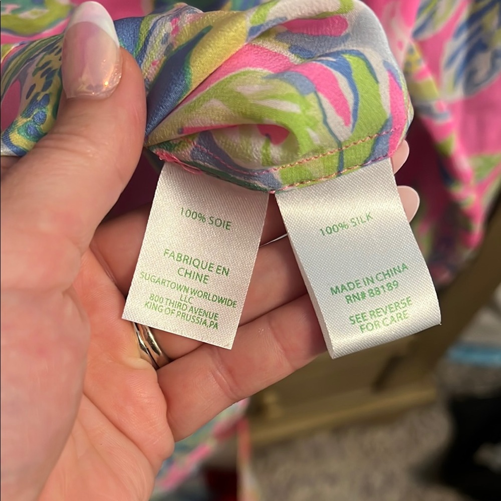 Lilly Pulitzer Pink and Green Floral Blouse - Picture 3 of 5